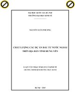 Chất lượng các dự án đầu tư nước ngoài trên địa bàn tỉnh hưng yên 