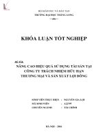 Nâng cao hiệu quả sử dụng tài sản tại công ty TNHH thương mại và sản xuất lợi đông 