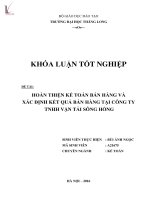 Hoàn thiện kế toán bán hàng và xác định kết quả bán hàng tại công ty TNHH vận tải sông hồng 