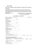 MẪU HỢP ĐỒNG THUÊ QUYỀN SỬ DỤNG ĐẤT LÀM NHÀ XƯỞNG