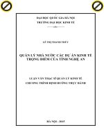 Quản lý nhà nước các dự án kinh tế trọng điểm của tỉnh nghệ an 