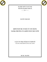 Kiểm toán dự án đầu tư xây dựng tại địa phương của kiểm toán nhà nước 