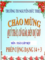 Bài giảng Toán 1 chương 3 bài 9: Phép cộng dạng 14+3