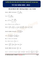 TÍCH PHÂN TRÍCH từ đề THI đại học 