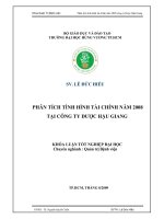 LUẬN VĂN PHÂN TÍCH TÌNH HÌNH TÀI CHÍNH NĂM 2008 TẠI CÔNG TY DƯỢC HẬU GIANG