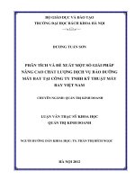 PHÂN TÍCH VÀ ĐỀ XUẤT MỘT SỐ GIẢI PHÁP NÂNG CAO CHẤT LƯỢNG DỊCH VỤ BẢO DƯỠNG MÁY BAY TẠI CÔNG TY TNHH KỸ THUẬT MÁY BAY VIỆT NAM