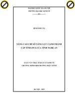 Nâng cao chỉ số năng lực cạnh tranh cấp tỉnh (PCI) của tỉnh nghệ an 