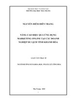 Nâng cao hiệu quả ứng dụng marketing online tại các doanh nghiệp du lịch trên địa bàn khánh hòa 