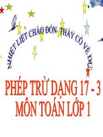 Bài giảng Toán 1 chương 3 bài 10: Phép trừ dạng 17-3