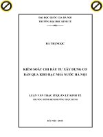 Kiểm soát chi đầu tư xây dựng cơ bản qua kho bạc nhà nước hà nội 