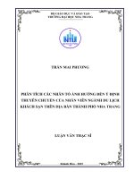 Phân tích các nhân tố ảnh hưởng đến ý định thuyên chuyển của nhân viên ngành du lịch khách sạn trên địa bàn thành phố nha trang 