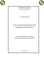 Quản lý chi ngân sách nhà nước tại kho bạc nhà nước ba vì 