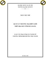Quản lý thương mại biên giới trên địa bàn tỉnh hà giang 