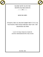 Tín dụng cho các doanh nghiệp nhỏ và vừa tại ngân hàng TMCP ngoại thương việt nam   chi nhánh bắc hà tĩnh 