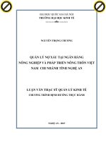 Quản lý nợ xấu tại ngân hàng nông nghiệp và phát triển nông thôn việt nam chi nhánh tỉnh nghệ an 