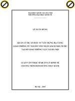 Quản lý dự án đầu tư xây dựng hạ tầng giao thông từ nguồn vốn ngân sách nhà nước tại sở giao thông vận tải hà nội 