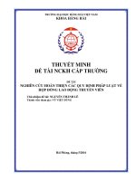 NGHIÊN CỨU HOÀN THIỆN CÁC QUY ĐỊNH PHÁP LUẬT VỀ HỢP ĐỒNG LAO ĐỘNG THUYỀN VIÊN