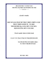 MỘT SỐ GIẢI PHÁP ĐỂ THỰC HIỆN CHIẾN LƯỢC PHÁT TRIỂN KINH TẾ - XÃ HỘI THÀNH PHỐ HẠ LONG ĐẾN NĂM 2015, ĐỊNH HƯỚNG ĐẾN NĂM 2020