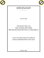Giải quyết việc làm cho lao động nông thôn trên địa bàn huyện quỳnh lưu, tỉnh nghệ an 