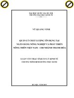 Quản lý chất lượng tín dụng tại ngân hàng nông nghiệp và phát triển nông thôn việt nam   chi nhánh thanh hóa 