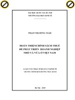Hoàn thiện chính sách thuế để phát triển doanh nghiệp nhỏ và vừa ở việt nam 