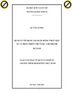 Quản lý tín dụng tại ngân hàng TMCP đầu tư và phát triển việt nam   chi nhánh hà nam 