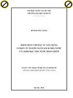 Kiểm soát chi đầu tư xây dựng cơ bản từ nguồn ngân sách nhà nước của kho bạc nhà nước hoàn kiếm 