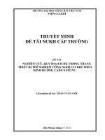 NGHIÊN CỨU, QUY HOẠCH HỆ THỐNG TRANG THIẾT BỊ THÍ NGHIỆM CÔNG NGHỆ CƠ KHÍ THEO ĐỊNH HƯỚNG CAD/CAM/CNC