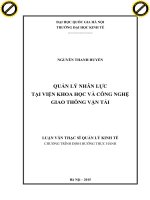Quản lý nhân lực tại viện khoa học và công nghệ giao thông vận tải 