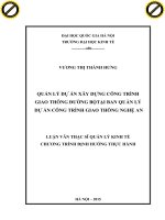 Quản lý dự án xây dựng công trình giao thông đường bộ tại ban quản lý dự án công trình giao thông nghệ an 
