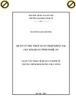 Quản lý thuế xuất nhập khẩu tại cục hải quan tỉnh nghệ an 