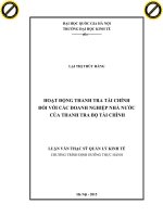 Hoạt động thanh tra tài chính đối với các doanh nghiệp nhà nước của thanh tra bộ tài chính 