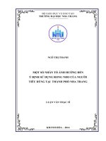 Một số nhân tố ảnh hưởng đến ý định sử dụng rong nho của người tiêu dùng tại thành phố nha trang 