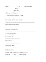 Bài kiểm tra tiếng anh lớp 6 bài 1