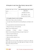 Đề thi giữa học kì 1 lớp 3 môn Toán, Tiếng Việt trường tiểu học Tứ Yên, Vĩnh Phúc năm 2015 - 2016