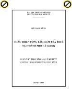 Hoàn thiện công tác kiểm tra thuế tại thành phố hà giang 