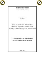 Quản lý đầu tư xây dựng cơ bản từ nguồn vốn ngân sách nhà nước trên địa bàn huyện thạch hà, tỉnh hà tĩnh 