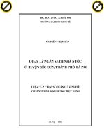 Quản lý ngân sách nhà nước ở huyện sóc sơn, thành phố hà nội 
