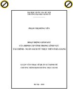 Hoạt động giám sát của HĐND cấp tỉnh trong lĩnh vực tài chính   ngân sách từ thực tiễn ở hà giang 