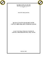 Quản lý ngân sách nhà nước cấp xã trên địa bàn tỉnh hà giang 
