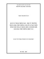 Quản lý hoạt động dạy   học ở trường trung học phổ thông chuyên lê quý đôn, tỉnh ninh thuận trong bối cảnh đổi mới giáo dục phổ thông hiện nay 