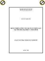 Hoàn thiện công tác quản lý nhân lực tại trường đại học y thái bình 