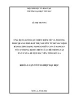 Ứng dụng kĩ thuật chiết điểm mù và phương pháp quang phổ hấp thụ nguyên tử để xác định hàm lượng dạng mangan hữu cơ và mangan vô cơ trong dịch chiết của chè trồng tại xã tà xùa, huyện bắc yên, tỉnh sơn la 