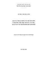 Quản lý hoạt động tổ chuyên môn ở trường tiểu học hoàng văn thụ quận gò vấp – TP  hồ chí minh 