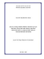 Quản lý hoạt động phòng tránh tai nạn thương tích cho trẻ trong trường mầm non sơn ca 10, quận phú nhuận, thành phố hồ chí minh 
