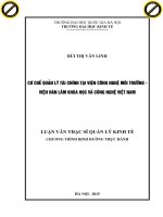 Cơ chế quản lý tài chính tại viện công nghệ môi trường, viện hàn lâm khoa học và công nghệ việt nam 