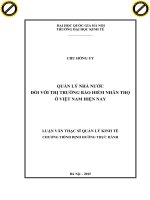 Quản lý nhà nước đối với thị trường bảo hiểm nhân thọ ở việt nam hiện nay 