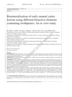 Remineralization of early enamel caries lesions using different bioactive elements containing toothpastes an in vitro study pdf 