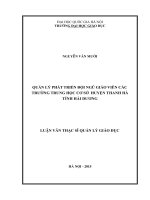 Quản lý phát triển đội ngũ giáo viên các trường trung học cơ sở huyện thanh hà tỉnh hải dương 