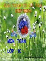 Bài giảng Toán 1 chương 3 bài 23: Giải toán có lời văn (tiếp theo)
